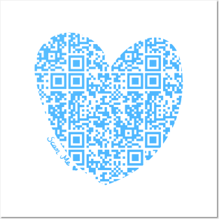 Blue Rick Astley Rickroll QR Code Heart Art Posters and Art